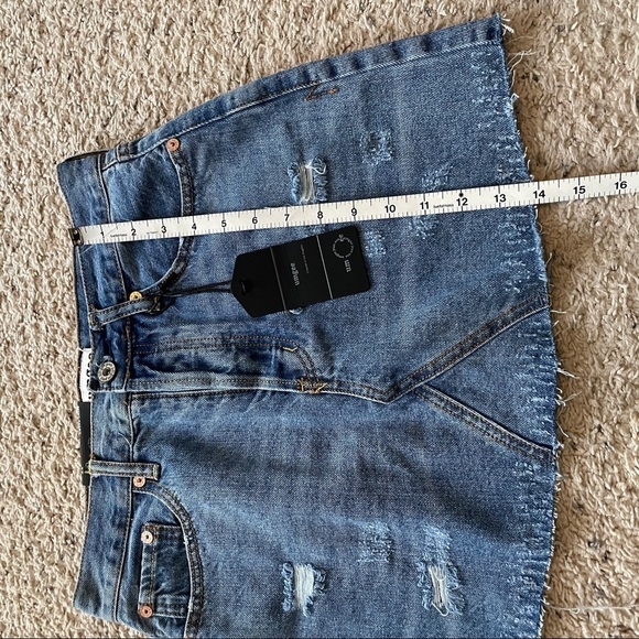 Umgee 27 (US 5) Mini Skirt Jean Denim Distressed Raw Hem Button Fly NEW - Picture 6 of 8